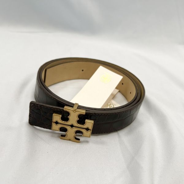 Tory Burch 鱷魚壓紋寬皮帶 