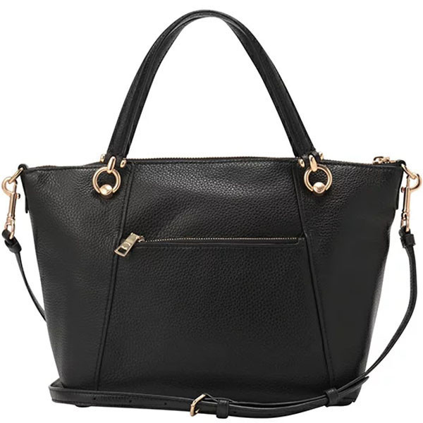 COACH 荔枝紋手提/斜背二用水餃包-黑色/大 