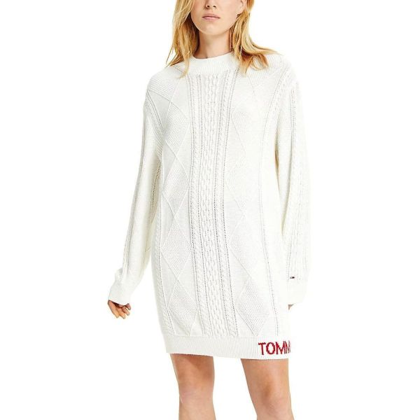Tommy Hilfiger 長版細麻花捲白洋 