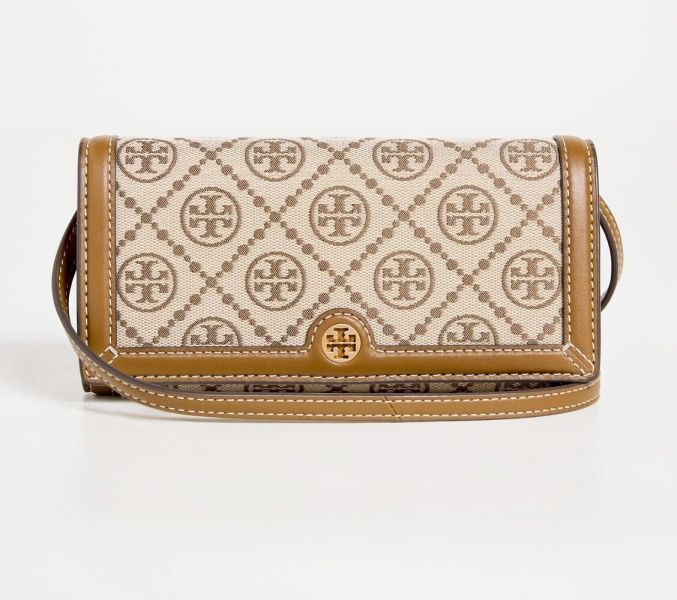 Tory Burch 皮革絨面字母斜背包 