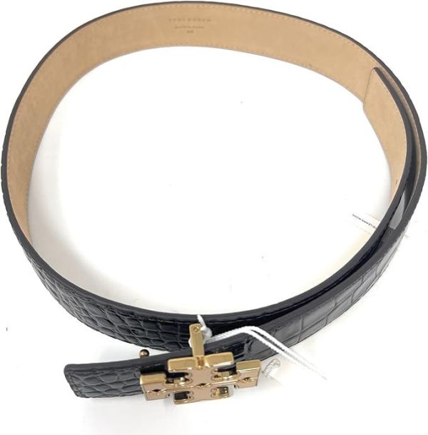 Tory Burch 鱷魚壓紋寬皮帶 