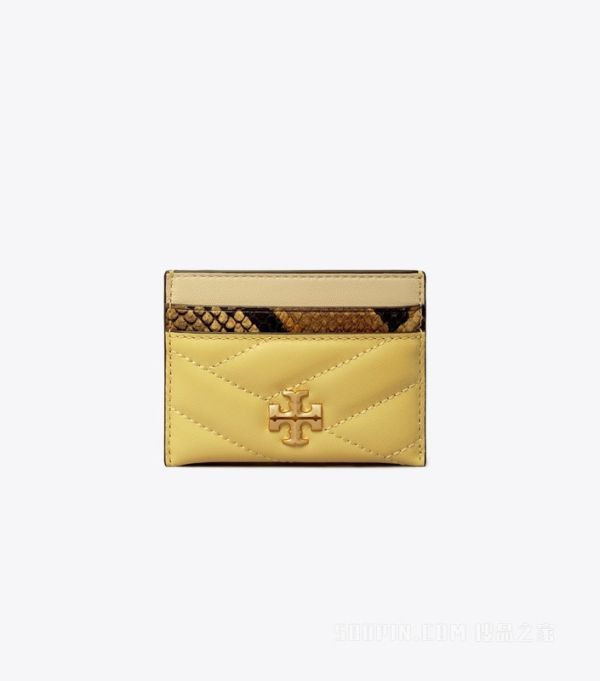 Tory Burch 鵝黃撞蛇紋卡夾 