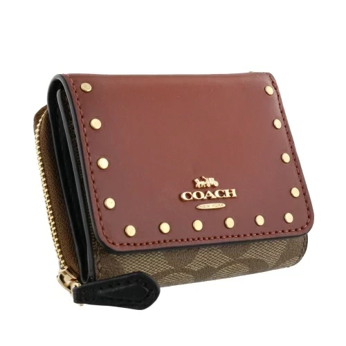 Coach Logo鉚釘裝飾短夾 