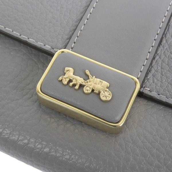 Coach 全皮馬車方牌T釦翻合三摺中夾 