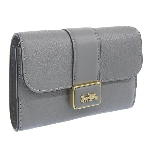 Coach 全皮馬車方牌T釦翻合三摺中夾 