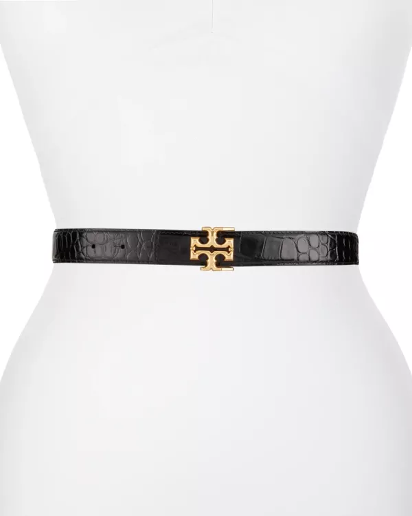 Tory Burch 鱷魚壓紋寬皮帶 