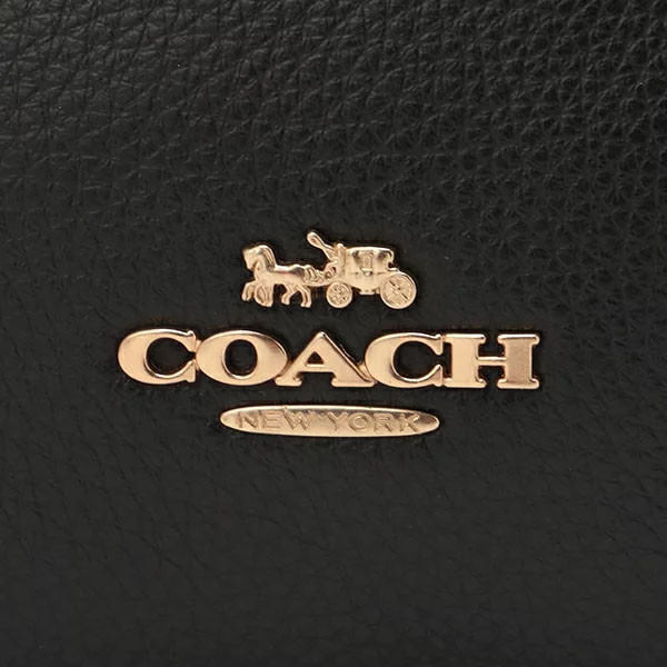 COACH 荔枝紋手提/斜背二用水餃包-黑色/大 