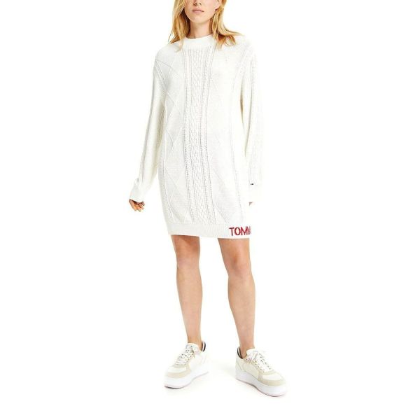 Tommy Hilfiger 長版細麻花捲白洋 