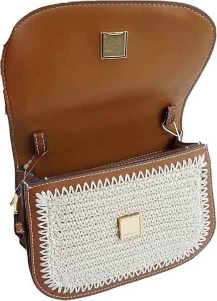 Tory Burch 麻棉編織拼接皮質包 