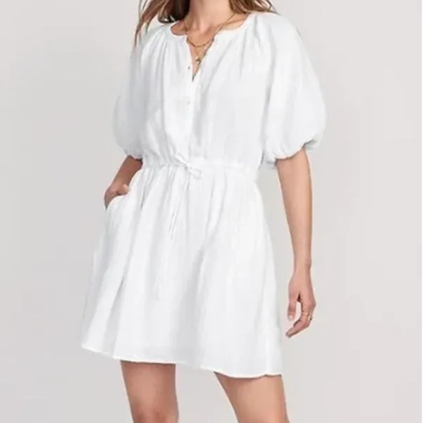 Old Navy 棉麻綁帶裙 
