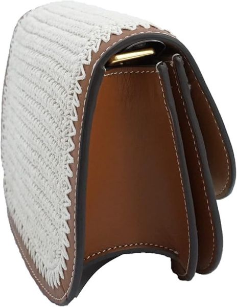 Tory Burch 麻棉編織拼接皮質包 