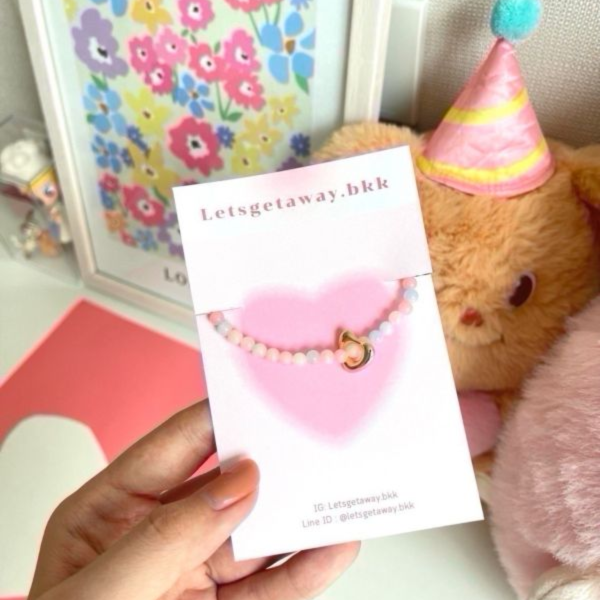 泰國 Let's Get Away 簍空愛心水晶手鏈 