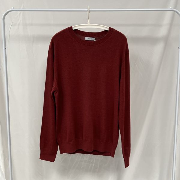 Calvin Klein 男款酒紅胸口刺繡針織衫 