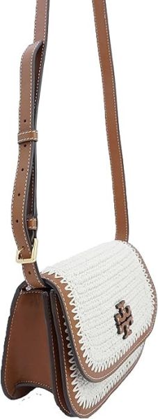 Tory Burch 麻棉編織拼接皮質包 