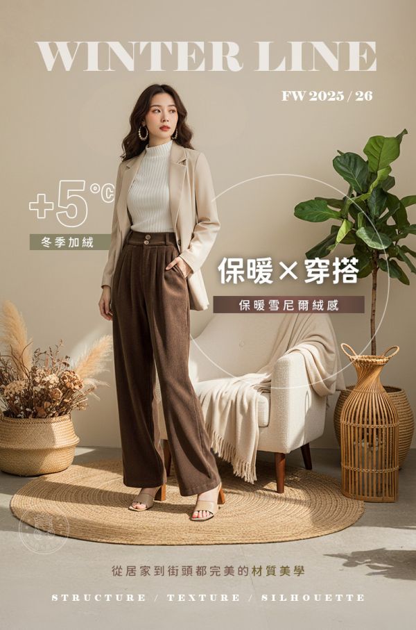 【Nonie】新百搭雪尼爾顯瘦西裝褲 