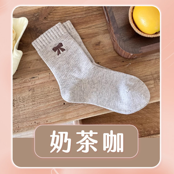 【Miu】暖暖網美刺繡蝴蝶結襪 