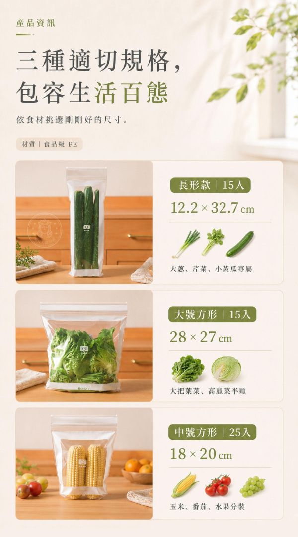 【定格鮮°c】多功能蔬果雙層保鮮袋 
