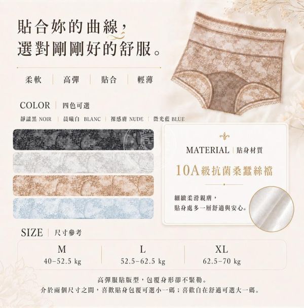 【Satiné】親膚蕾絲零感無痕平口褲 