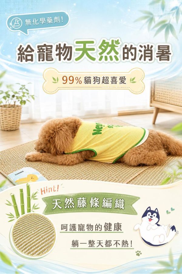 【2XL】【松田Pet】藤編寵物涼蓆 