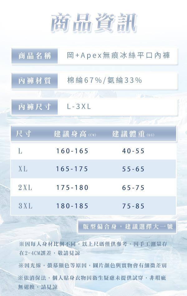 【岡+Apex】無痕冰絲平口內褲 