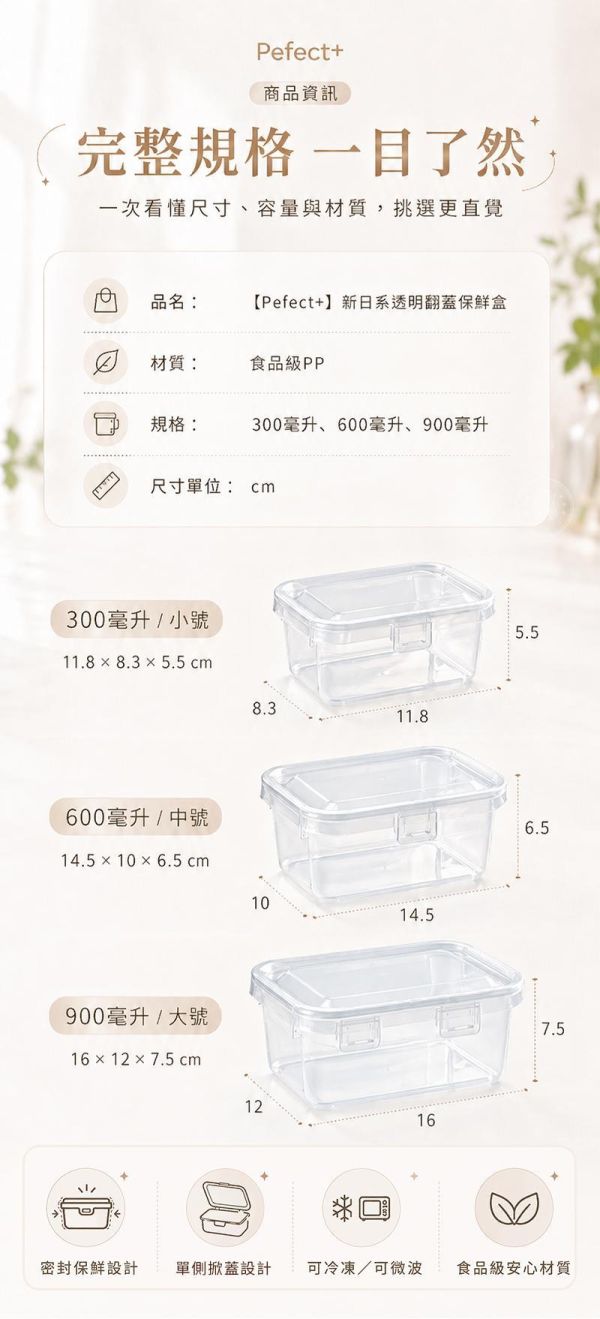 【Pefect+】新日系透感翻蓋保鮮盒 