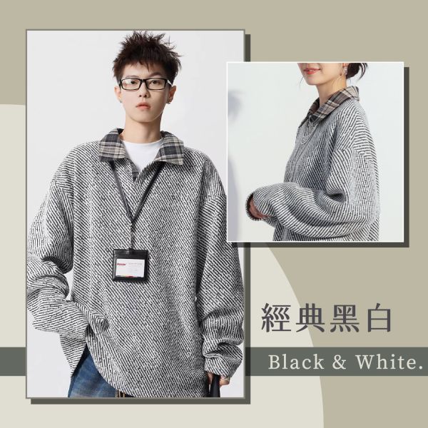 【Classic】小香風假兩件POLO領寬t 