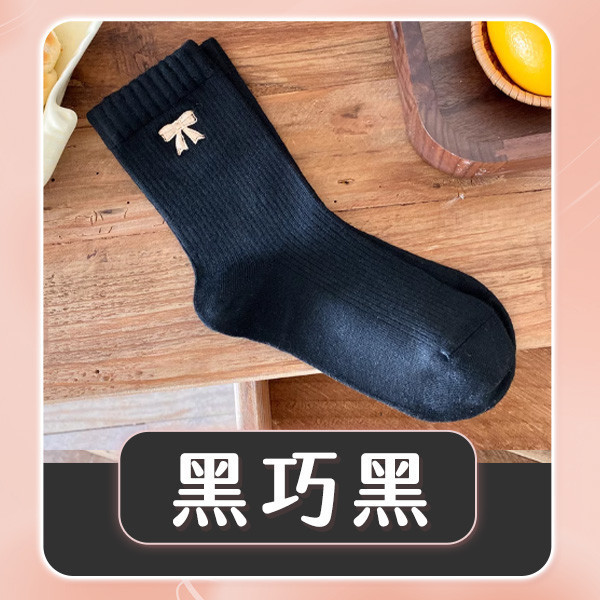 【Miu】暖暖網美刺繡蝴蝶結襪 