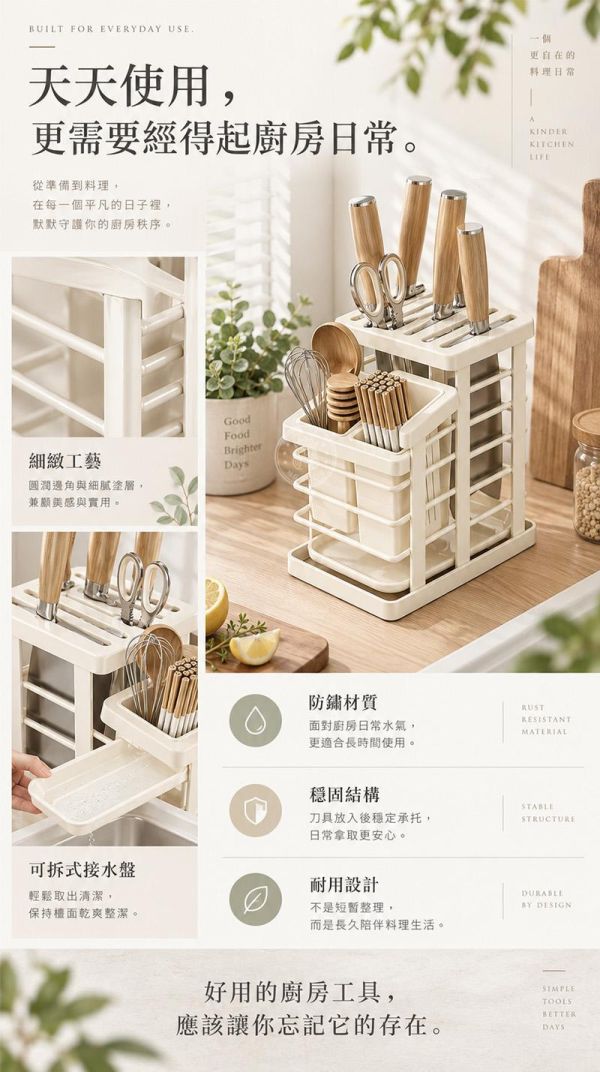 【Muti+】新日系多工收納廚房刀架 