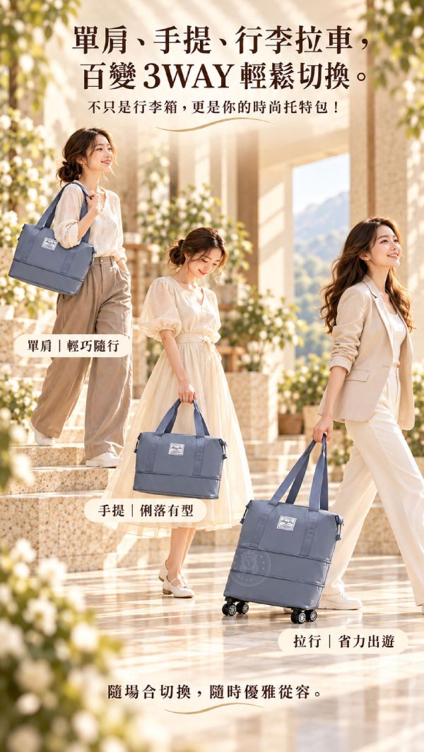 【Travel-GO!】3in1多功能可折疊擴容旅行包 