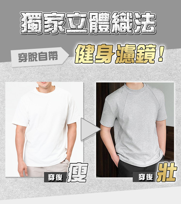 【PowerMax】新型男螺紋拼接修身冰感T 