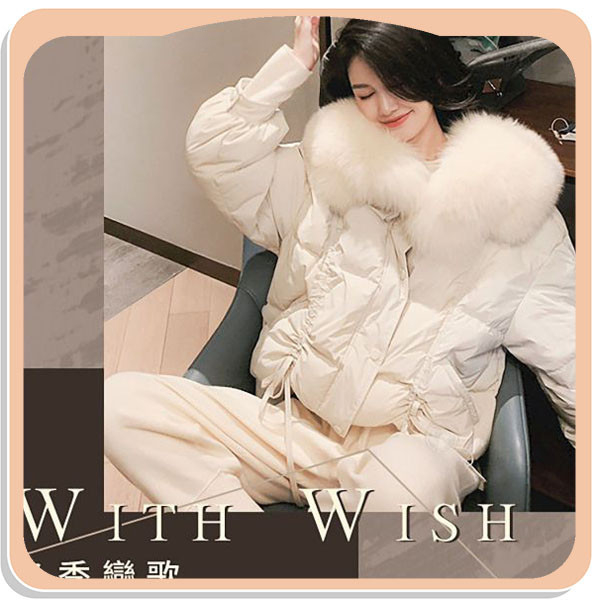 【WithWish】韓國連線氣質毛領羽絨外套 