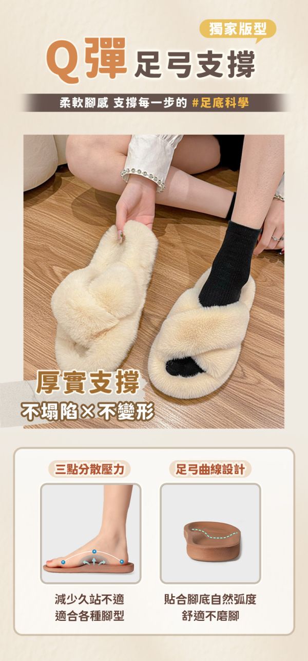 【UltraComfy】雲朵漫步厚底絨毛拖
