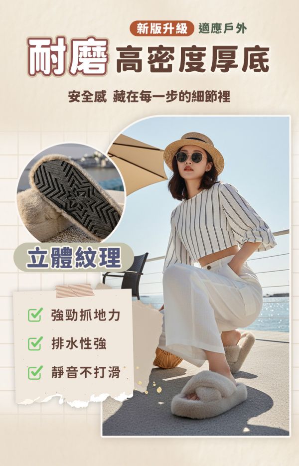 【UltraComfy】雲朵漫步厚底絨毛拖
