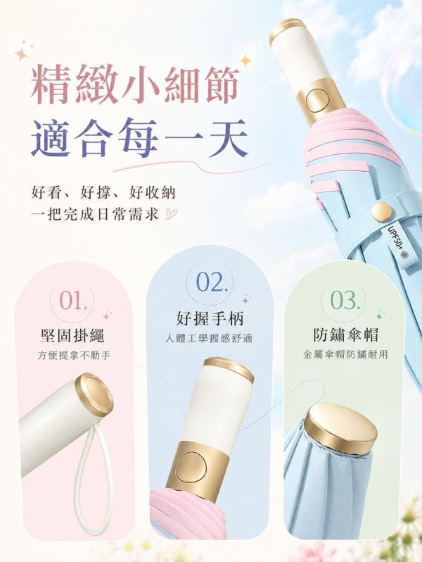 【Rainy.Q】防戳貓耳自動節節傘 