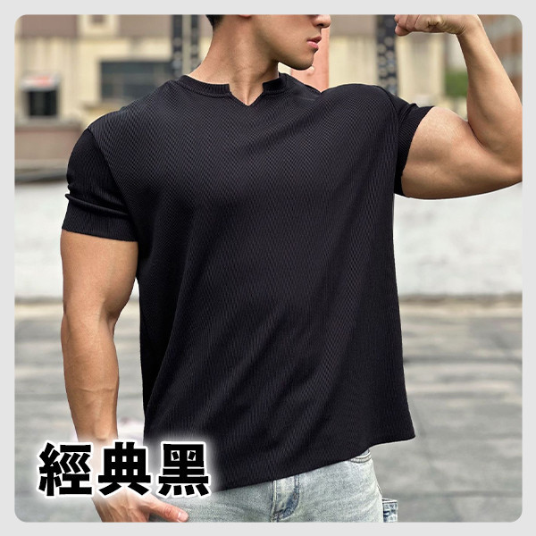 【MaxPro】新型男V領肩寬爆袖T 