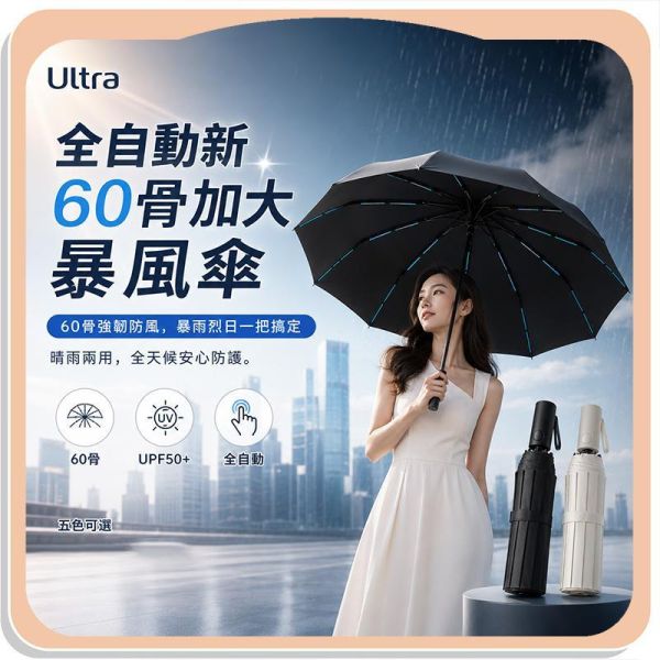 【Ultra】全自動新60骨加大暴風傘 