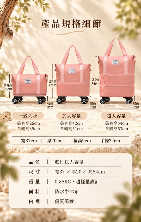 【Travel-GO!】3in1多功能可折疊擴容旅行包 