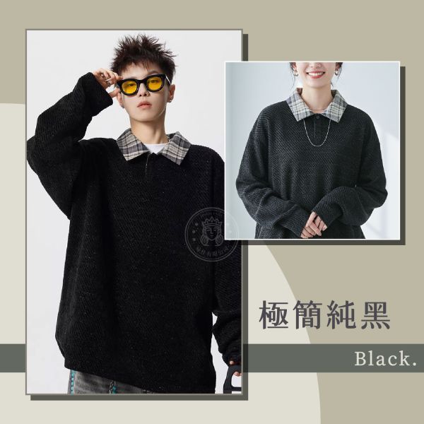 【Classic】小香風假兩件POLO領寬t 