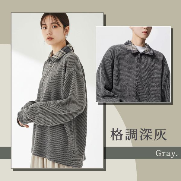 【Classic】小香風假兩件POLO領寬t 