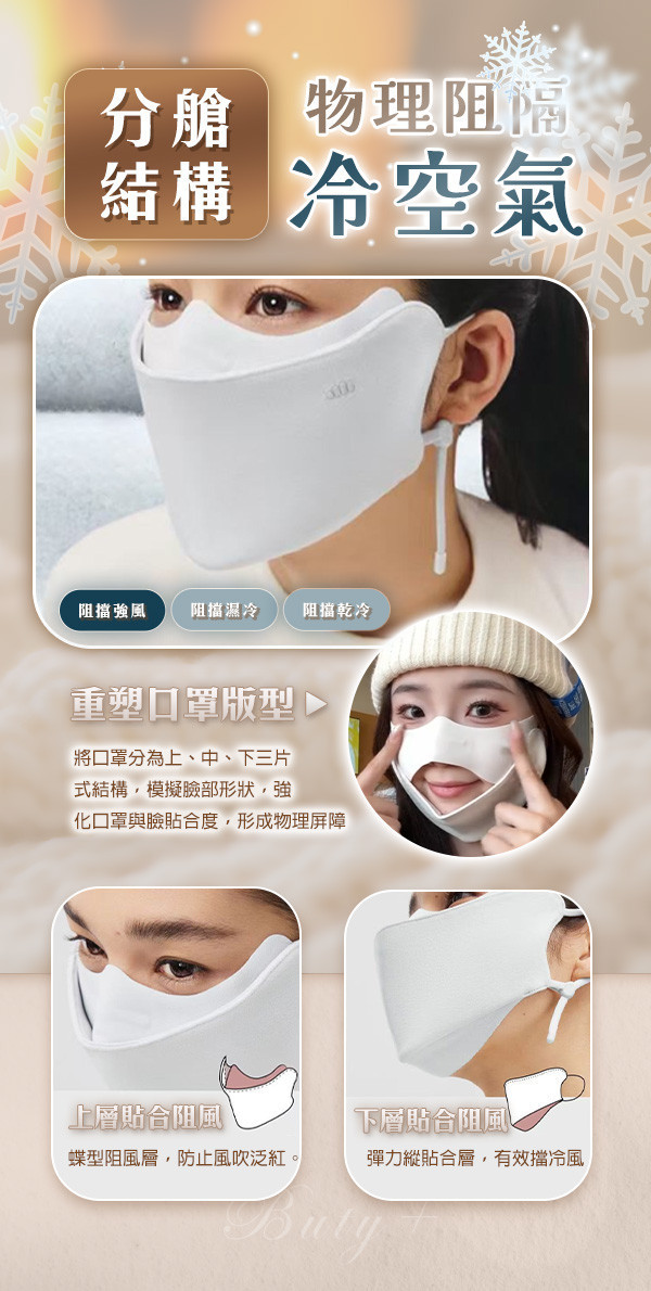 【Buty+】新網美分艙加厚顯瘦口罩 