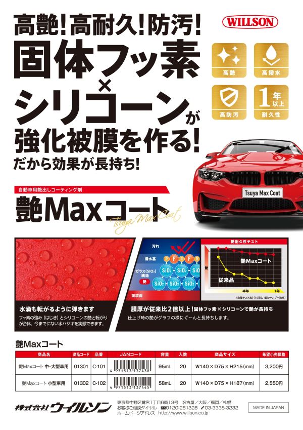 【WILLSON】01301 高艷汽車美容鍍膜劑（中．大型車用） 【WILLSON】01301 高艷汽車美容鍍膜劑（中．大型車用）