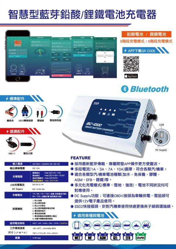 【麻新電子】 SC-1000智慧型 12V鉛酸電池充電器(EFB專屬模式) 【麻新電子】 SC-1000智慧型 12V鉛酸電池充電器(EFB專屬模式)