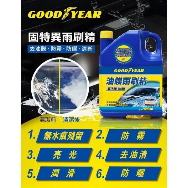 【固特異】 油膜雨刷精2.5L 汽車清潔 除霧 亮光 【固特異】 油膜雨刷精2.5L 汽車清潔 除霧 亮光