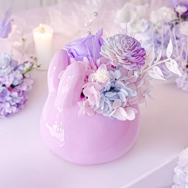 【Floral M】紫愛你夢幻兔兔花園永生花禮（贈送5ml香氛油） 永生花束,永生玫瑰, 永生花禮,永生花,不凋花,乾燥花,花禮,花束,送禮,禮物,儀式感,質感,浪漫,花,擴香花束,香氛精油,擴香花,香氛花,生日,求婚,情人節,FLORAL M