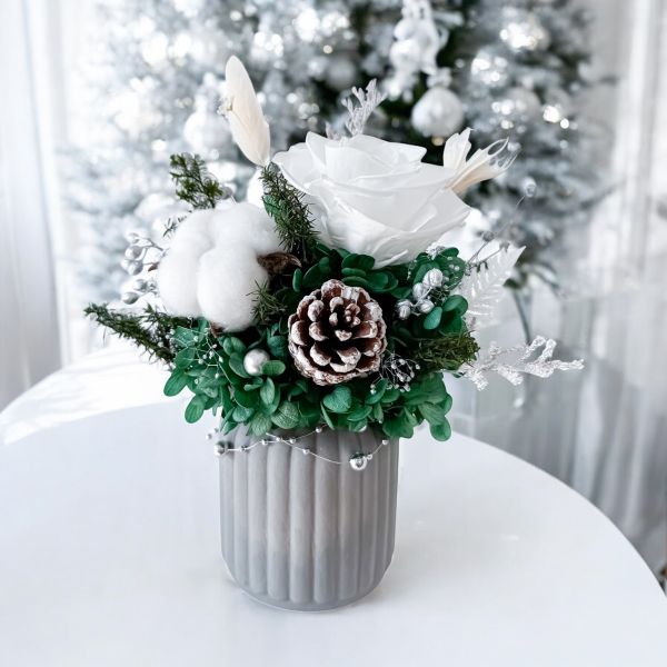 【Floral M】北歐冬日冰雪森林永生花禮 （贈送5ml香氛油） 北歐永生花、冰雪花禮、冬季永生花、北歐森林花禮、聖誕永生花、聖誕交換禮物、永生玫瑰、聖誕花束、聖誕節禮物、女生禮物推薦、生日花束、乾燥花禮、永生花擺飾、情人節花束、室內布置花禮、療癒系花禮、北歐風家飾