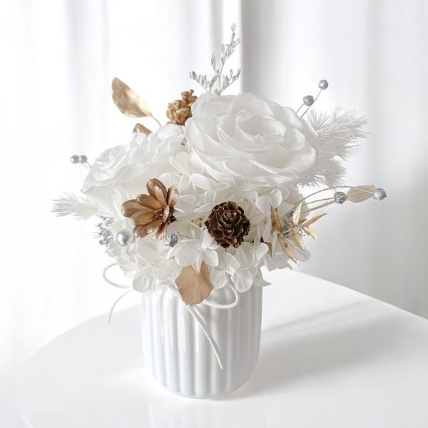 【Floral M】米蘭白金聖殿永生花禮 米蘭白金聖殿永生花,永生花禮盒,白金永生花,奢華永生花,高級永生花禮,聖誕花禮,情人節永生花,周年紀念花禮,婚禮祝賀花禮,生日永生花禮物,開幕永生花禮,升遷祝賀花藝,交換禮物花禮