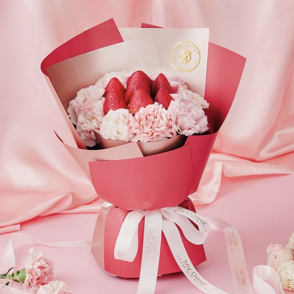 【母親節限定】One & only 輕奢玫瑰金草莓花束 My Dear strawberries,草莓,花禮,花束,浪漫,送禮,創意禮物,strawberry,bouquet,禮物,生日禮物,生日創意禮物,祝福