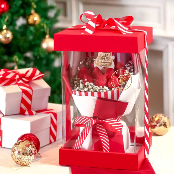 【聖誕限定】聖誕派對經典紅白草莓花束禮盒 My Dear strawberries,草莓,花禮,花束,浪漫,送禮,創意禮物,strawberry,bouquet,禮物,生日禮物,生日創意禮物,祝福