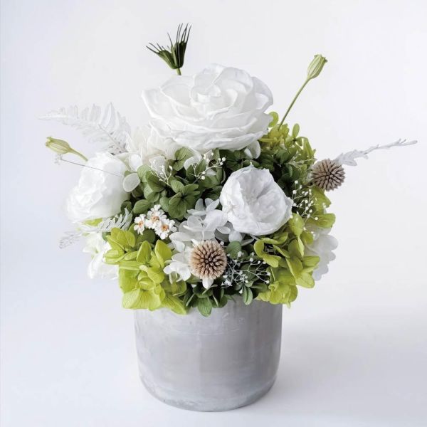 【Floral M】夏洛特花園永生花禮 免運 永生花禮, 永生花玫瑰, 夏洛特花園永生花禮, 生日禮物花禮, 喬遷開幕花禮, 白玫瑰花禮, 綠色系花禮, Floral M永生花