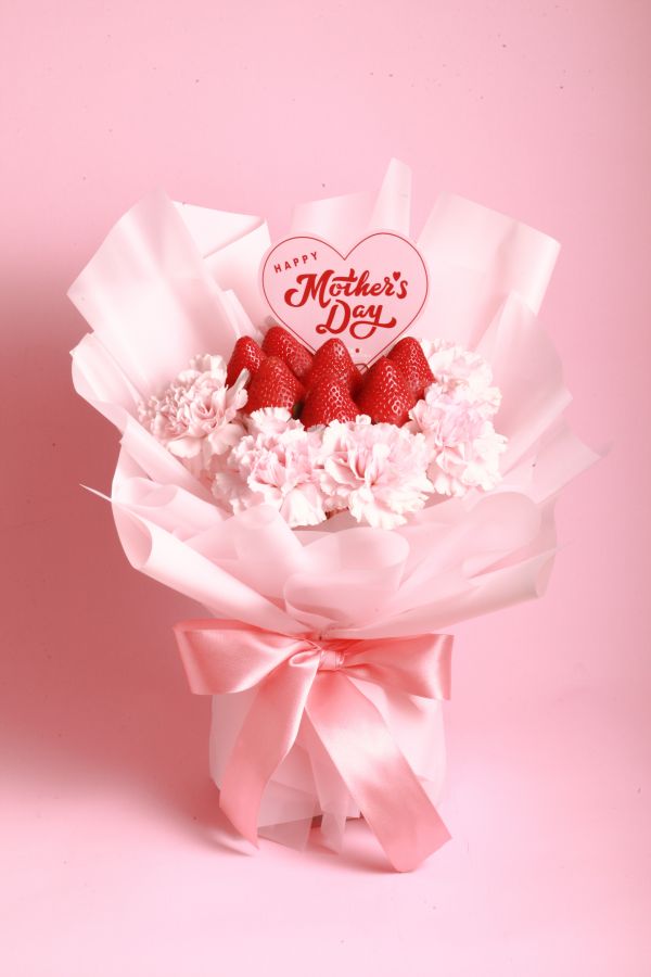 【母親節限定】草莓卡士達康乃馨花束 康乃馨草莓花束